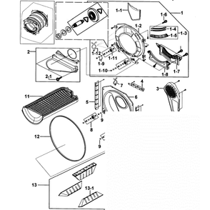 Drum Assembly Diagram and Parts List for DV317AES XAA-00 Samsung Dryer