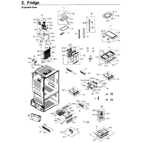 Fridge Diagram and Parts List for RF26J7500WW AA-0002 Samsung Refrigerator