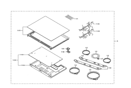 Cooktop Assembly Diagram and Parts List for NE58R9431SG AA-00 Samsung Range