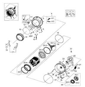 Drum Assy Diagram and Parts List for WF218ANB XAA-0000 Samsung Washer