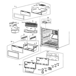 Part Location Diagram of DA97-11647A Samsung Assembly Tray - Freezer Low