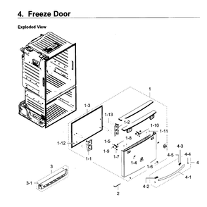 Freezer Door Diagram and Parts List for RF23HCEDBSR AA-0011 Samsung Refrigerator