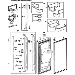 Left Door Diagram and Parts List for RFG295AAPN XAA-0000 Samsung Refrigerator