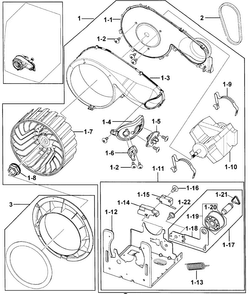 Motor Assy Diagram and Parts List for DV209AGW XAA-0000 Samsung Dryer