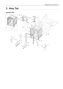 Tub Assembly Diagram and Parts List for DW80R9950UG AA-00 Samsung Dishwasher