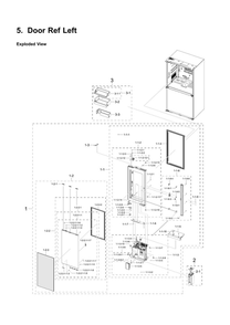Left Refrigerator Door Parts Diagram and Parts List for RF23A9675MT AA-00 Samsung Refrigerator