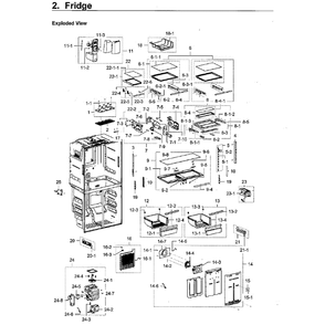 Fridge Diagram and Parts List for RF22M9581SR AA-0000 Samsung Refrigerator