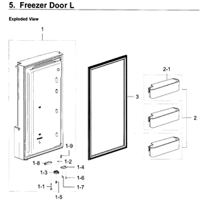 Freezer Door L Diagram and Parts List for RF22K9581SR AA-01 Samsung Refrigerator