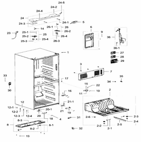 Cabinet Diagram and Parts List for RF32FMQDBSR AA-0006 Samsung Refrigerator