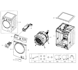 Main Section Diagram and Parts List for WF350ANW XAA-0000 Samsung Washer