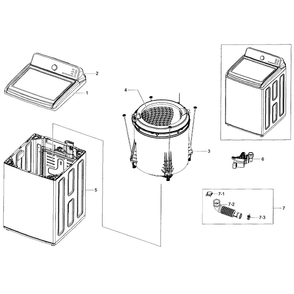 Main Section Diagram and Parts List for WA456DRHDWR AA-04 Samsung Washer