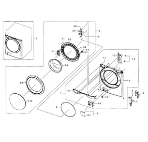 Frame Front & Door Diagram and Parts List for WF457ARGSWR AA-0000 Samsung Washer
