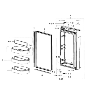 Fridge Door Rt Diagram and Parts List for RF32FMQDBSR AA-08 Samsung Refrigerator