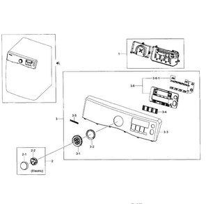 Control Panel Diagram and Parts List for DV405ETPASU AA-0000 Samsung Dryer