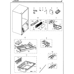 Part Location Diagram of DA97-12641E Samsung Drawer Tray Assembly