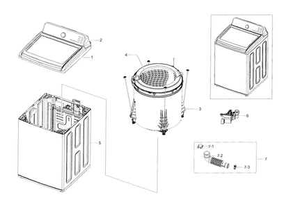Main Assy Diagram and Parts List for WA456DRHDWR AA-0004 Samsung Washer