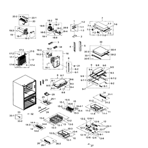 Fridge Diagram and Parts List for RF24FSEDBSR AA-07 Samsung Refrigerator