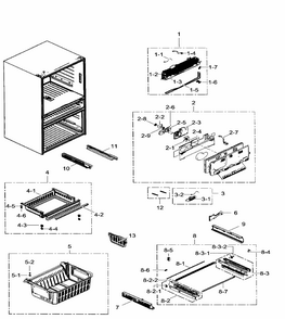 Freezer Diagram and Parts List for RF31FMEDBWW AA-0002 Samsung Refrigerator