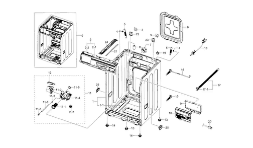 Frame & Cover Parts Diagram and Parts List for WF330ANB XAA-0001 Samsung Washer