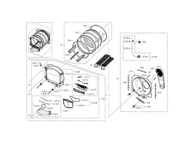 Drum Diagram and Parts List for DV5471AEW XAA-0002 Samsung Dryer