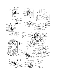Fridge Diagram and Parts List for RF28HMEDBSR AA-0009 Samsung Refrigerator