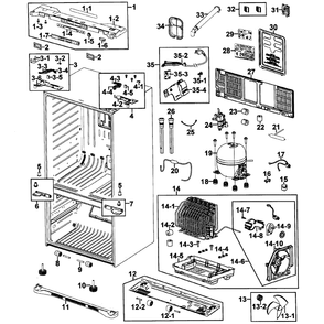 Cabinet Diagram and Parts List for RFG293HAWP XAA-0000 Samsung Refrigerator
