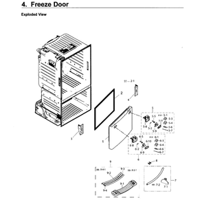 Freezer Door Diagram and Parts List for RF26J7500SR AA-0002 Samsung Refrigerator