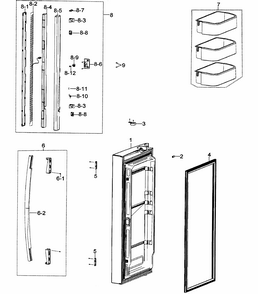 Left Door Diagram and Parts List for RF266AZWP XAA-0000 Samsung Refrigerator