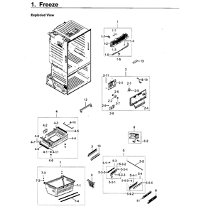 Freezer Diagram and Parts List for RF23HCEDBWW AA-12 Samsung Refrigerator