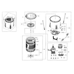 Tub Diagram and Parts List for WA40J3000AW A2-0000 Samsung Washer