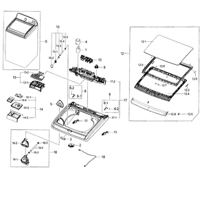 Top Section Diagram and Parts List for WA52J8060AW A2-01 Samsung Washer