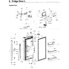 Fridge Door L Diagram and Parts List for RF23J9011SG AA-05 Samsung Refrigerator