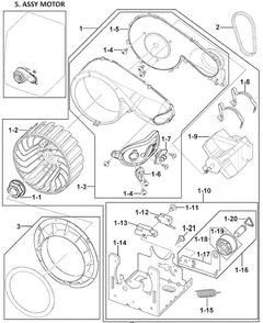 Motor Assy Diagram and Parts List for DV409AGW XAA-0000 Samsung Dryer