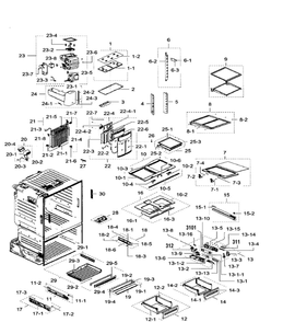 Fridge Diagram and Parts List for RF28HFEDTSR AA-08 Samsung Refrigerator