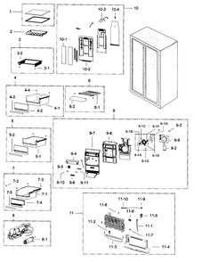 Cabinet Parts 1 Diagram and Parts List for RSG307AAWP XAA-0000 Samsung Refrigerator