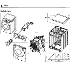 Main Assembly Diagram and Parts List for WF45M5500AZ A5-0000 Samsung Washer