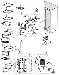 Refrigerator Diagram and Parts List for RS265TDWP XAA Samsung Refrigerator