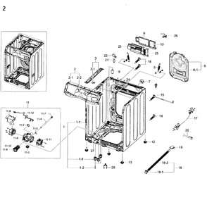 Frame And Cover Diagram and Parts List for WF45K6500AV A2-0000 Samsung Washer