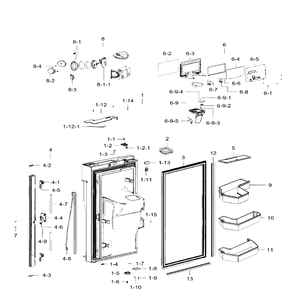 Fridge Door Lt Diagram and Parts List for RF32FMQDBSR AA-07 Samsung Refrigerator