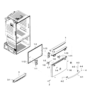 Freezer Door Diagram and Parts List for RF28HFEDBBC AA-08 Samsung Refrigerator