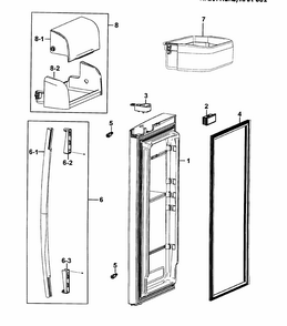 Door Right Diagram and Parts List for RF267HERS XAA-0001 Samsung Refrigerator