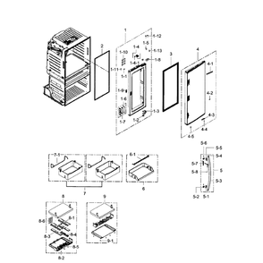 Right Door Diagram and Parts List for RF28JBEDBSG AA-0006 Samsung Refrigerator