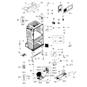 Cabinet Diagram and Parts List for RF25HMEDBSR AA-03 Samsung Refrigerator