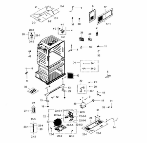 Cabinet Diagram and Parts List for RF25HMEDBBC AA-0003 Samsung Refrigerator