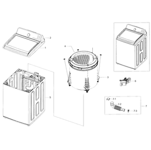 Main Diagram and Parts List for WA45H7200AP A2-0001 Samsung Washer