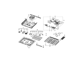 Cooktop Assembly Diagram and Parts List for NX58K9850SG AA-02 Samsung Range