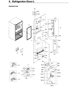 Fridge Door L Diagram and Parts List for RF22KREDBSG AA-0000 Samsung Refrigerator