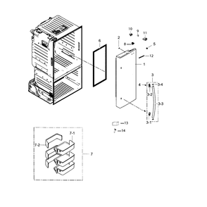 Door R Diagram and Parts List for RF263TEAEWW AA-0002 Samsung Refrigerator