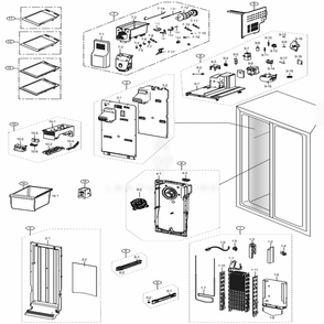 Freezer Diagram and Parts List for RS25J500DSR (AA)(0001) Samsung Refrigerator