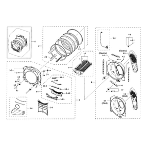 Drum Diagram and Parts List for DV45H6300GG A3-0000 Samsung Dryer